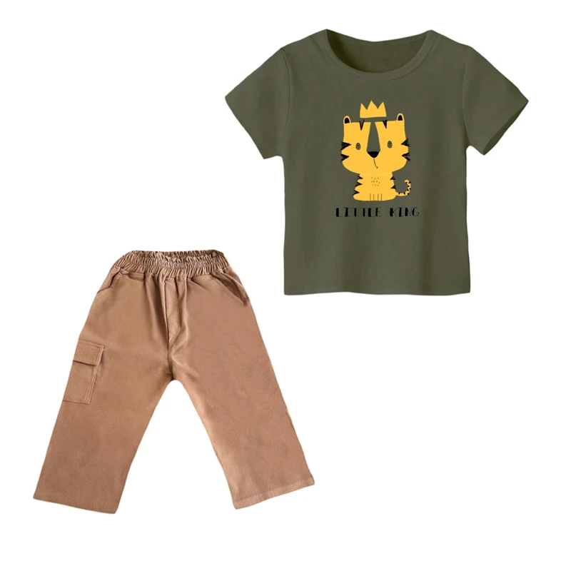 ست تی شرت و شلوارک پسرانه مدل ببر‌ کد 24