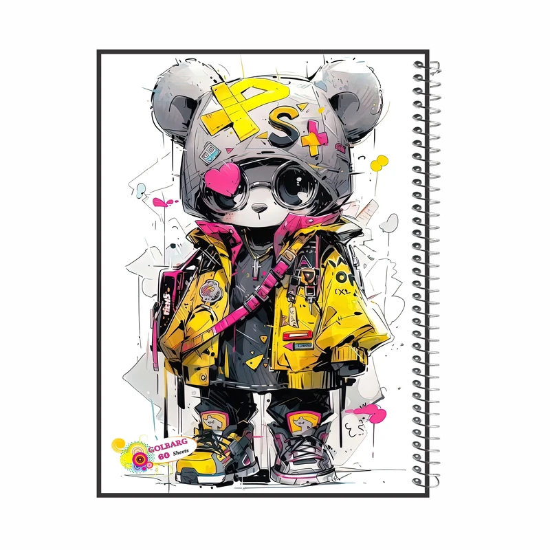 دفتر مشق 60  برگ گلبرگ مدل خرس بامزه کد 2453