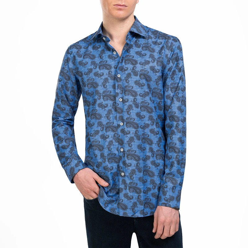 پیراهن آستین بلند یقه کراواتی مردانه ام کی مدل 1776