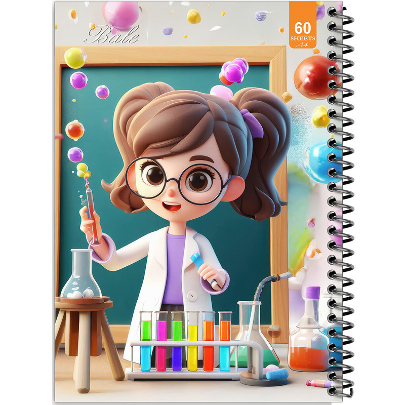 دفتر نقاشی 60 برگ انتشارات بله طرح فانتزی دخترانه شیمی دان کد A4-O496
