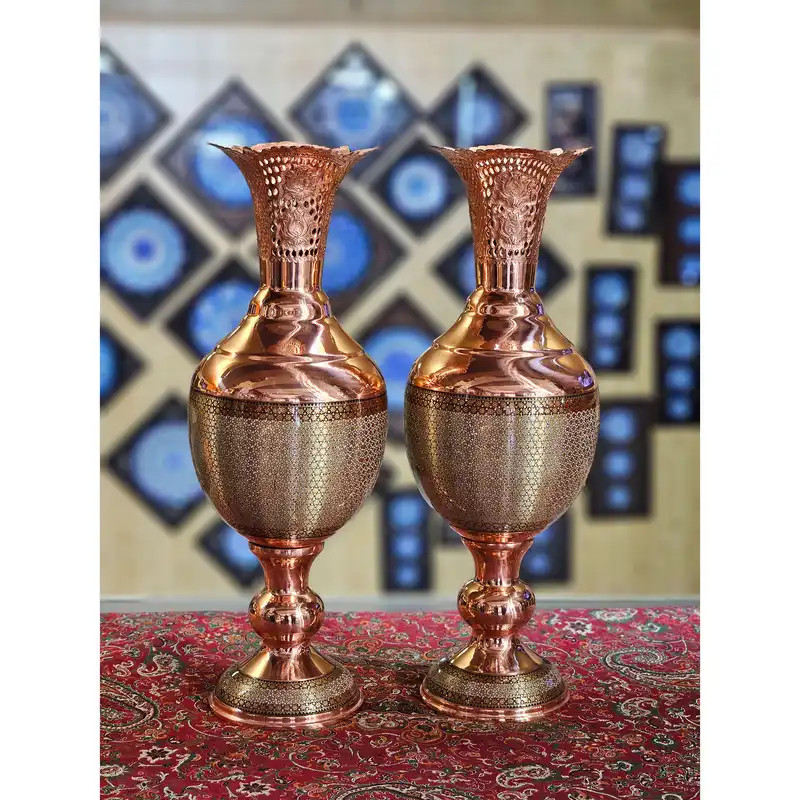 گلدان خاتم کاری مسی مدل شاهکار کد 55