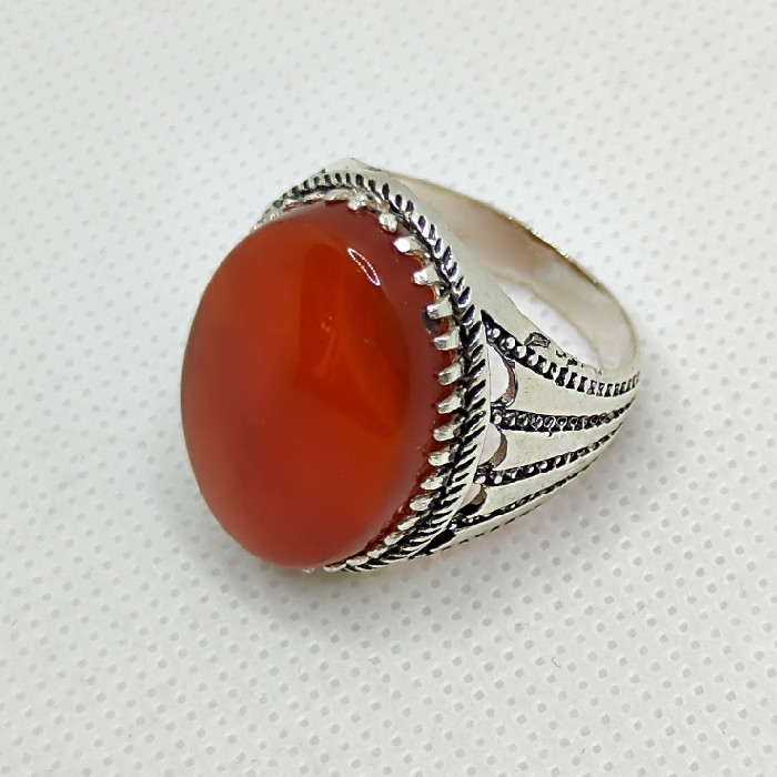 انگشتر نقره مردانه مدل سنگ عقیق رضوی رکاب اسپرت کد 6300