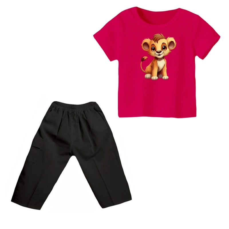 ست تی شرت و شلوارک پسرانه مدل شیر کد ۶