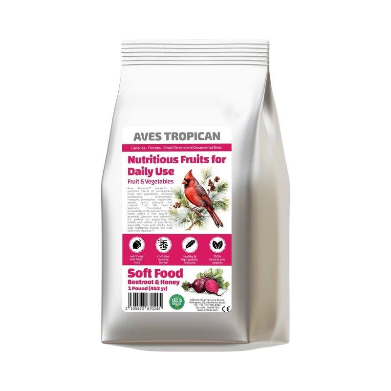 غذای نرم پرندگان آوس تروپیکن مدل سافت لبوعسل وزن 453 گرم