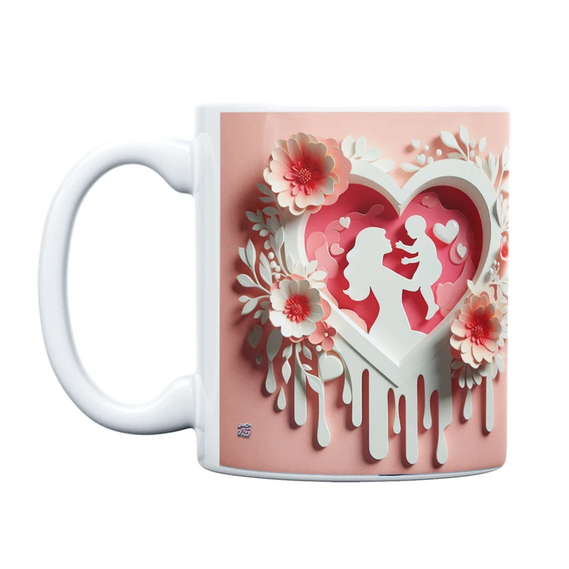 ماگ حس آمیزی طرح قلبی مدل مادر و کودک کد 7