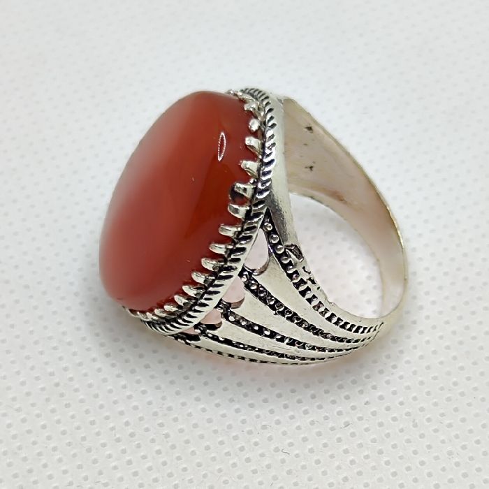 انگشتر نقره مردانه مدل سنگ عقیق رضوی رکاب اسپرت کد 6300 -  - 4