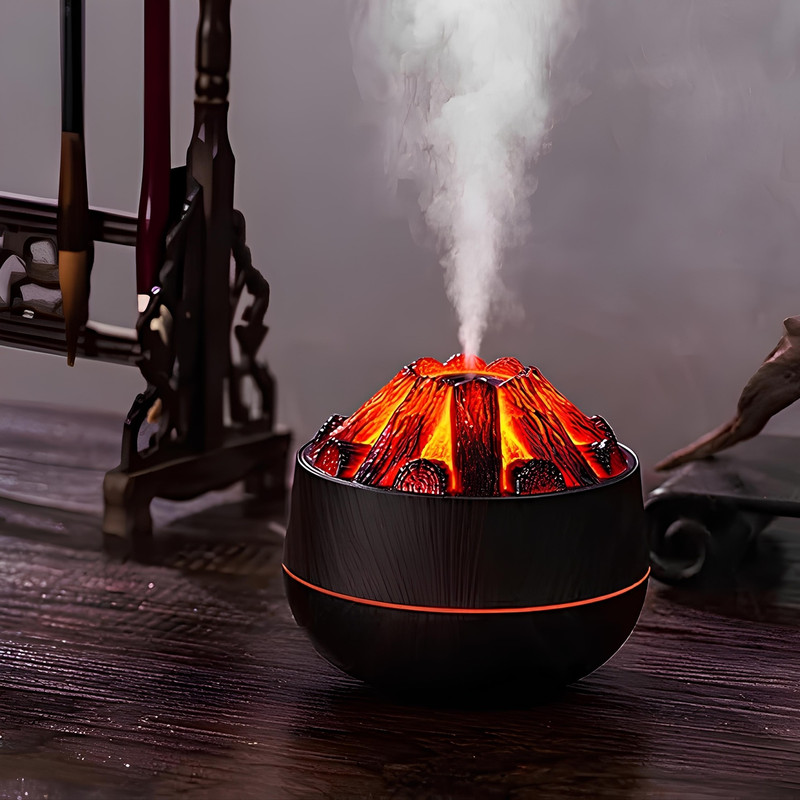 دستگاه بخور سرد مدل شومینه طرح هیزم کد +LED-Plus