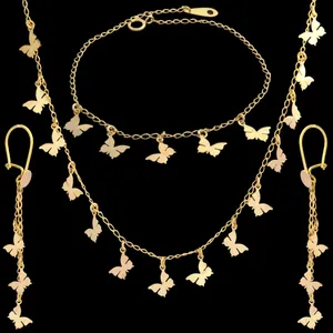 نیم ست طلا 18 عیار زنانه طلای مستجابی مدل پروانه T1596 کد 203654