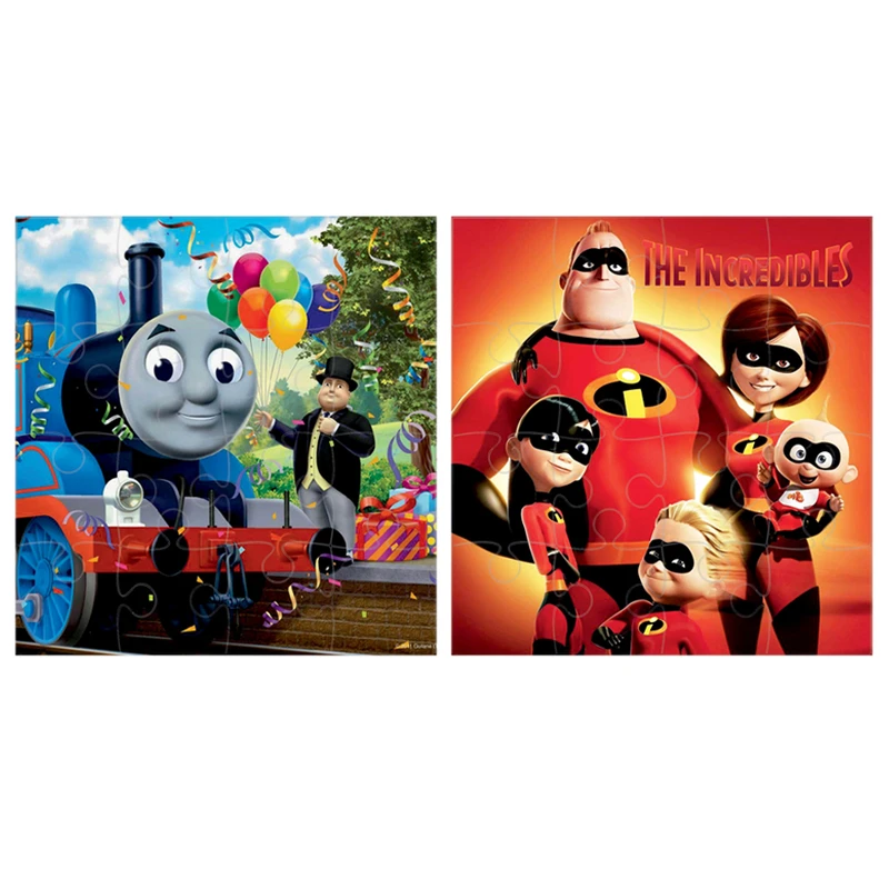 پازل 16 تکه مدل شگفت انگیزان و قطار توماس مناسب برای  کودکان مجموعه 2 عددی