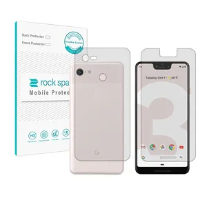 Rockspace HYGEL model transparent screen protector suitable for Google Pixel 3 XL mobile phone along with the phone back protector