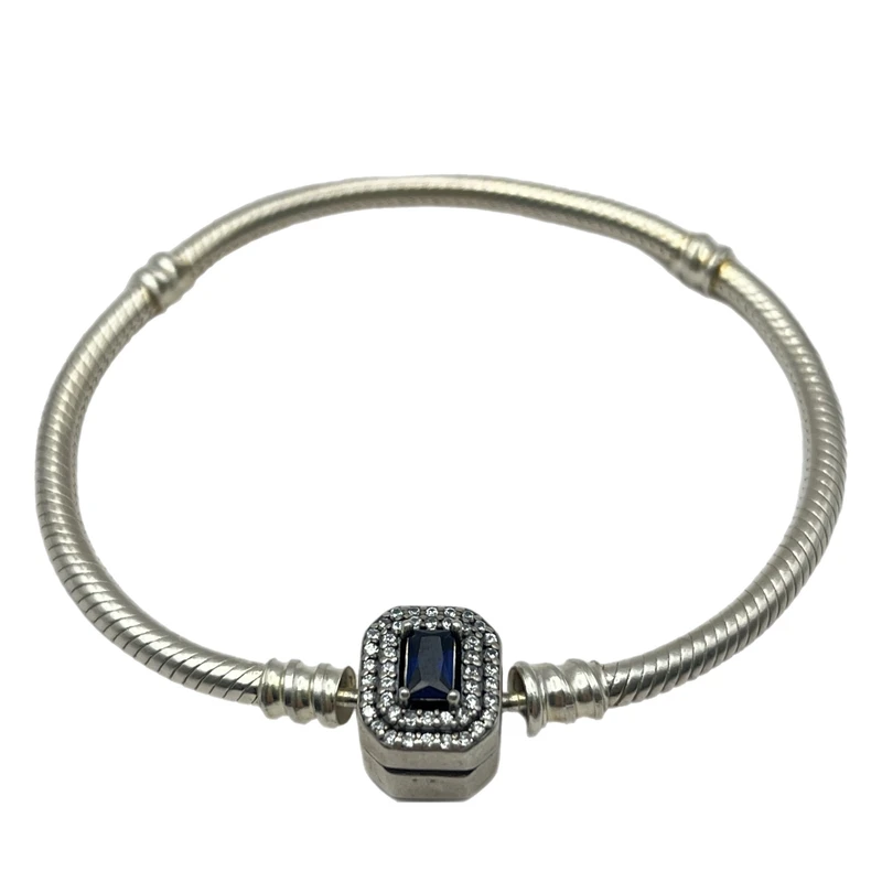 دستبند نقره زنانه پاندورا مدل Blue gem rectangular bracelet 5926