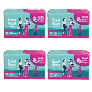 نوار بهداشتی بالدار نیمه ضخیم روز و شب گود مود مدل Maxi cotton سایز متوسط چهار بسته 10 عددی