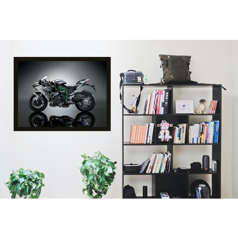 تابلو ساده بکلیت طرح موتور سنگین kawasaki h2r کاوازاکی h2R مدل B-pe100099 فریم مشکی