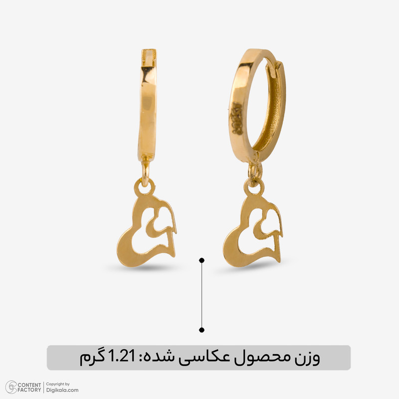 گوشواره حلقه‌ای طلا 18 عیار زنانه گالری طلا و جواهر هانی مدل 70093 - 2