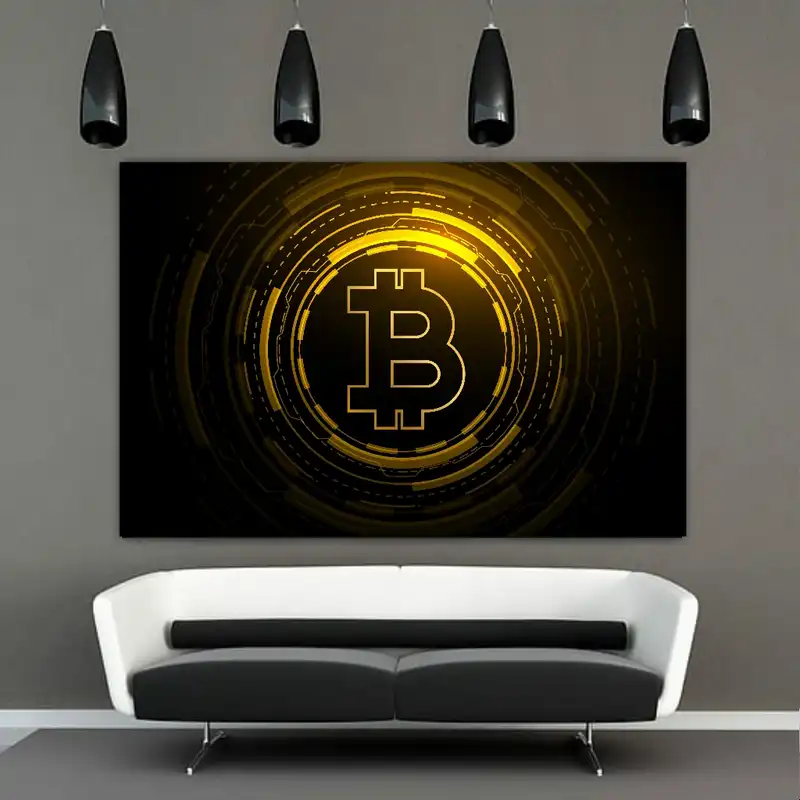 پوستر پارچه ای طرح ارز دیجیتال مدل بیت کوین کد SDP9098