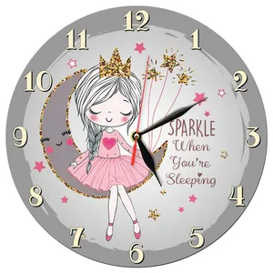 ساعت دیواری کودک طرح پرنسس و ماه کد 1418G