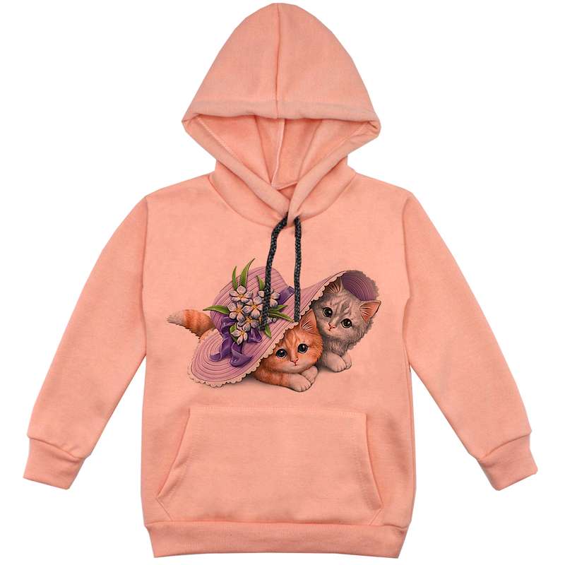 هودی دخترانه مدل دوگربه F92 رنگ گلبهی