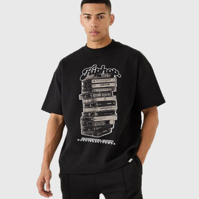 تی شرت آستین کوتاه مردانه مدل نوار کاست موسیقی وینتیج z506