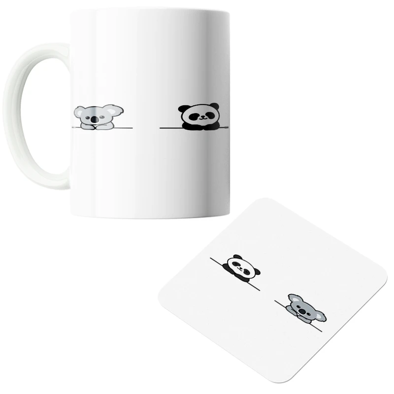 ماگ پاد آفرین مدل پاندا و دوستش کد1 به همراه زیرلیوانی