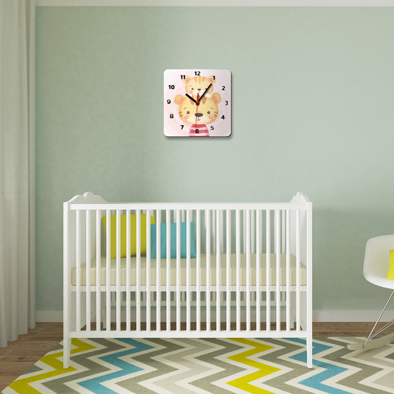 ساعت دیواری کودک باروچین مدل ببر مادر و بچه کد c-121