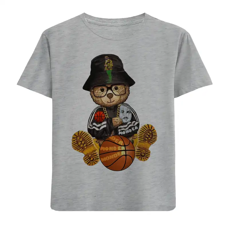 تی شرت آستین کوتاه بچگانه مدل خرس و توپ بسکتبال F733