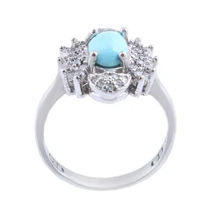 انگشتر نقره زنانه مدل بازرگانی میلادی فیروزه نیشابور رکاب روکش رادیوم کد AWR_1225