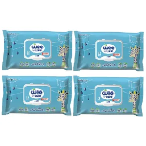 دستمال مرطوب کودک وی کر مدل عصاره جو و روغن پنبه دانه 4 بسته 72 عددی