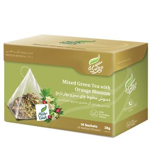 دمنوش گیاهی چای سبز و بهارنارنج مهرگیاه بسته 14 عددی