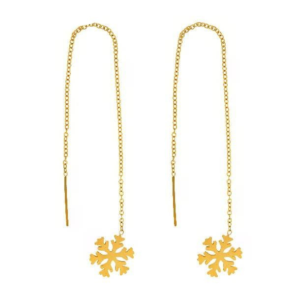 گوشواره بخیه‌ای طلا 18 عیار زنانه نیکان گلد مدل دونه برف کد 86 - 2