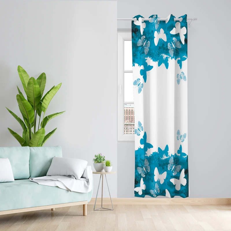 پرده طرح پروانه مدل مخمل پانچی کد L 1041L Z سایز 140x200 سانتی متر