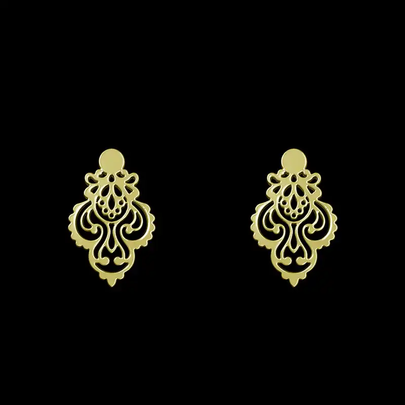 گوشواره طلا 18 عیار زنانه مدوپد مدل اسلیمی کد GA1-15278