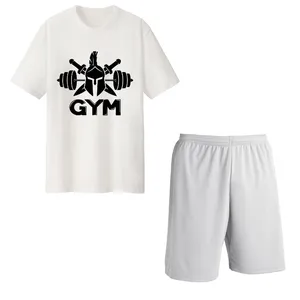 ست تی شرت آستین کوتاه و شلوارک مردانه مدل GYM کد Da 430S رنگ سفید