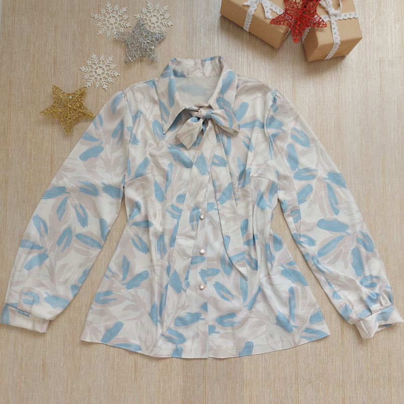 شومیز آستین بلند زنانه مدل ساتن سیلک رنگ سفید