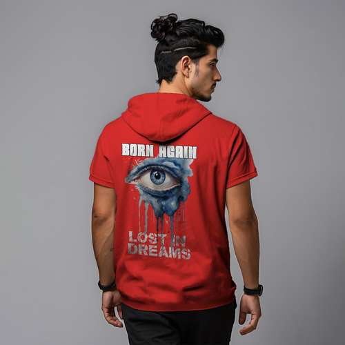 تی شرت کلاه دار مردانه مدل 14020828d رنگ قرمز