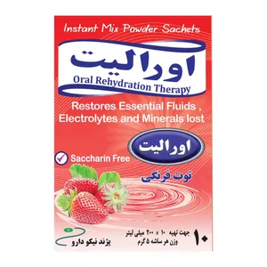 ساشه اورالیت توت فرنگی پژند نیکو دارو بسته 10 عددی