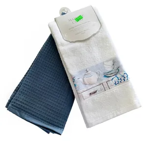 حوله و دستمال آشپزخانه مادام کوکو مدل Alette-Beyaz.mavi