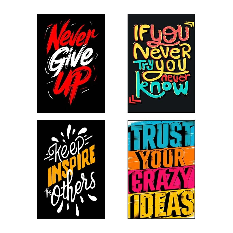 تابلو شاسي کارنيکا طرح انگیزشی Quote کد 39760 مجموعه 4 عددی