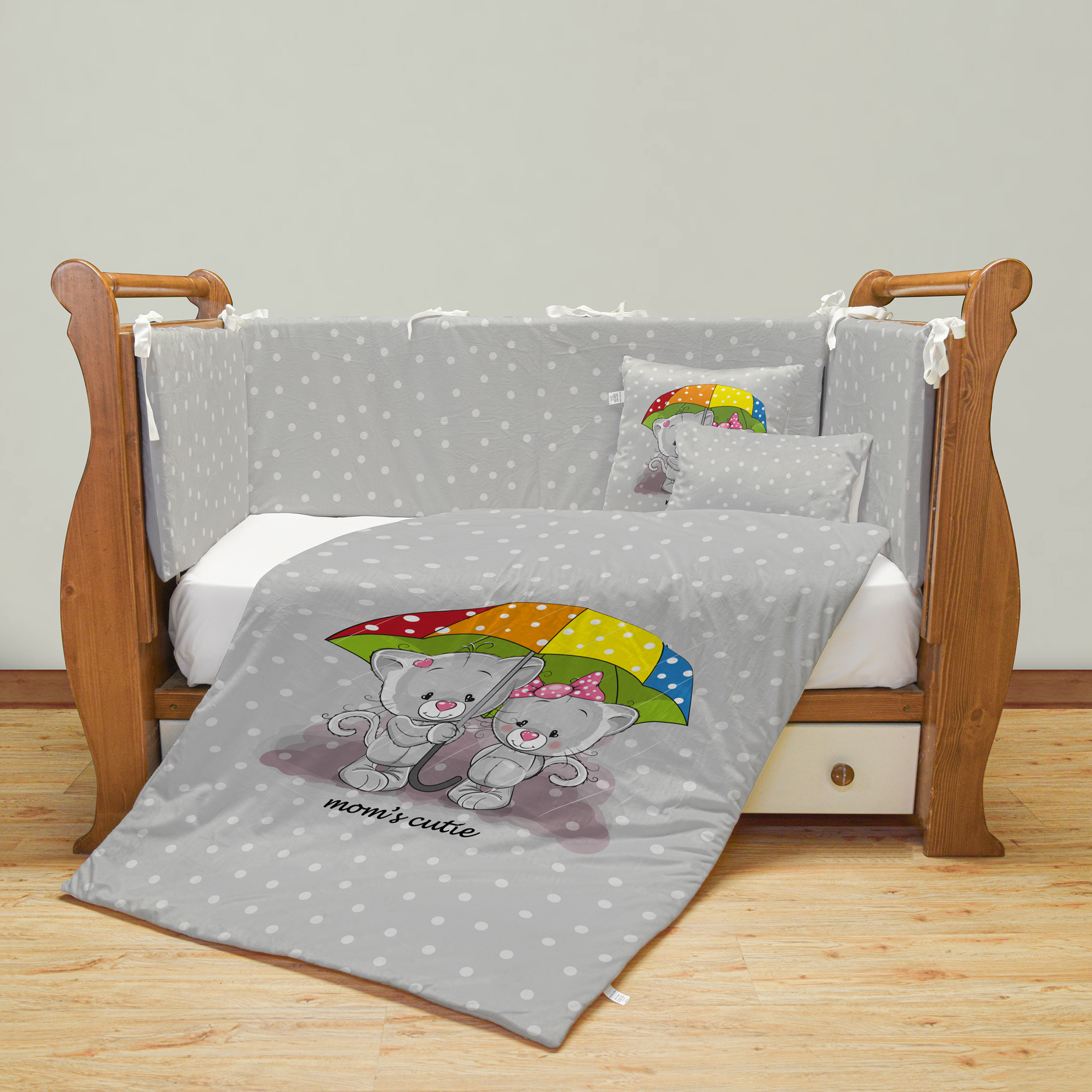 سرویس خواب 7 تکه کودک مامزکیوتی مدل گربه چتری SK2