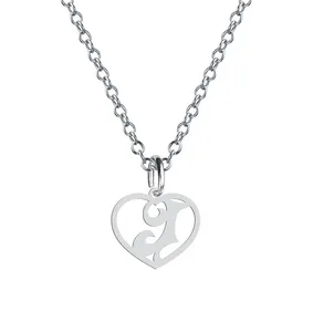گردنبند نقره زنانه هایکا مدل قلب و حرف J کد n.ha2-766