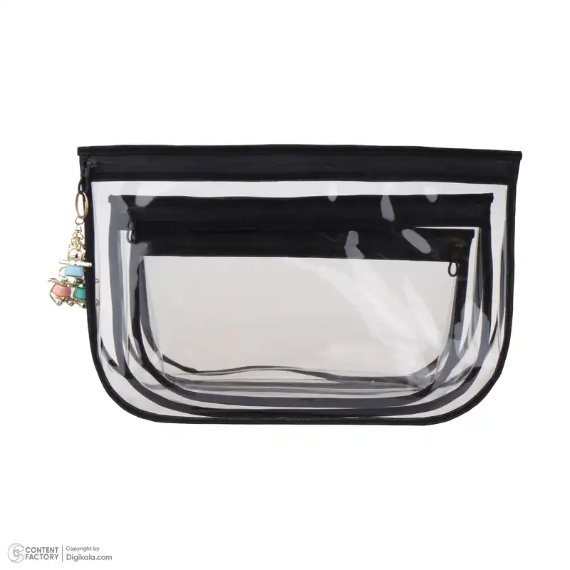 کیف لوازم آرایش زنانه مدل شفاف بسته 3 عددی