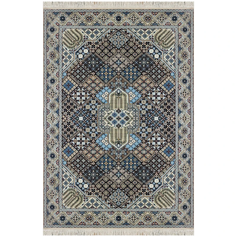 فرش دستبافت 2.5 متری مدل نایین جوشقان 1105 زمینه سرمه‌ای