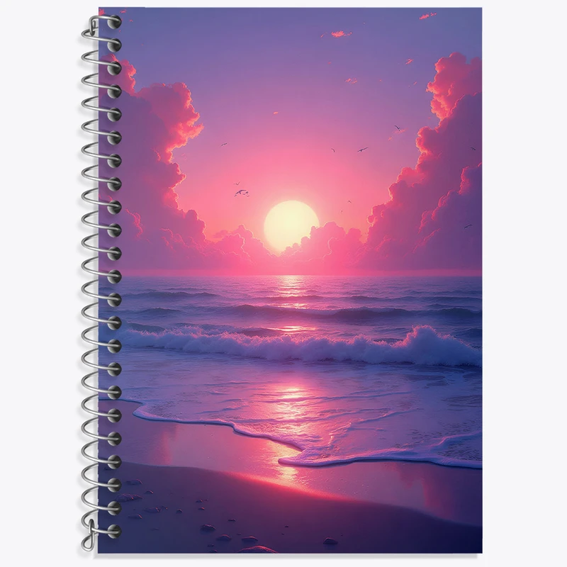 دفتر لغت 50 برگ خندالو طرح غروب دریا کد N3564