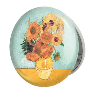 آینه جیبی خندالو طرح گل های آفتابگردان ونگوگ مدل تاشو کد 3730 