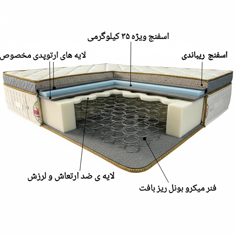تشک طبی فنری لاین کینگ مدل پرمیوم اسلیپ یک نفره سایز 200×180 سانتی متر