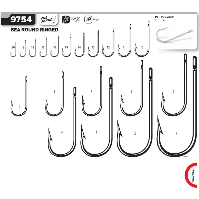 قلاب ماهیگیری وی ام سی کد 9754 سایز TI 9 بسته 10 عددی