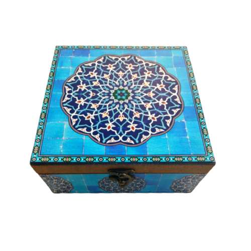 جعبه پذیرایی و دمنوش طرح کاشی سنتی مدل چهار خانه