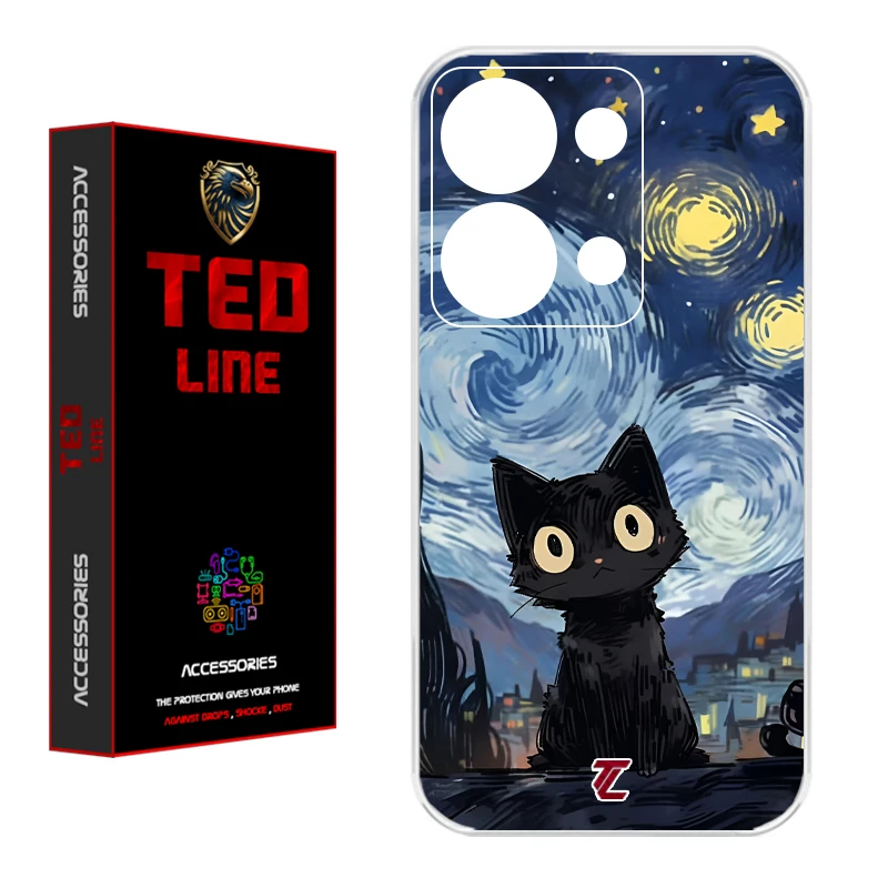 کاور تدلاین طرح گربه سیاه کد 1147 مناسب برای گوشی موبایل شیائومی Redmi Note 13 Pro 4G / Poco M6 Pro