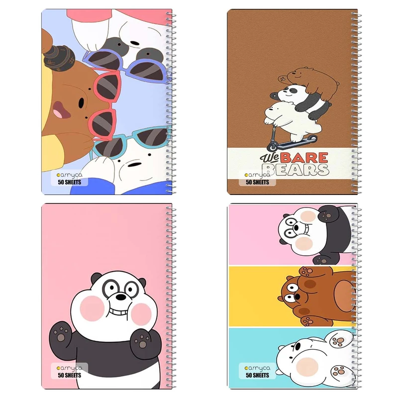 دفتر نقاشي 50 برگ کارنيکا طرح سه خرس کله پوک We Bare Bears کد 47598 مجموعه 4 عددی