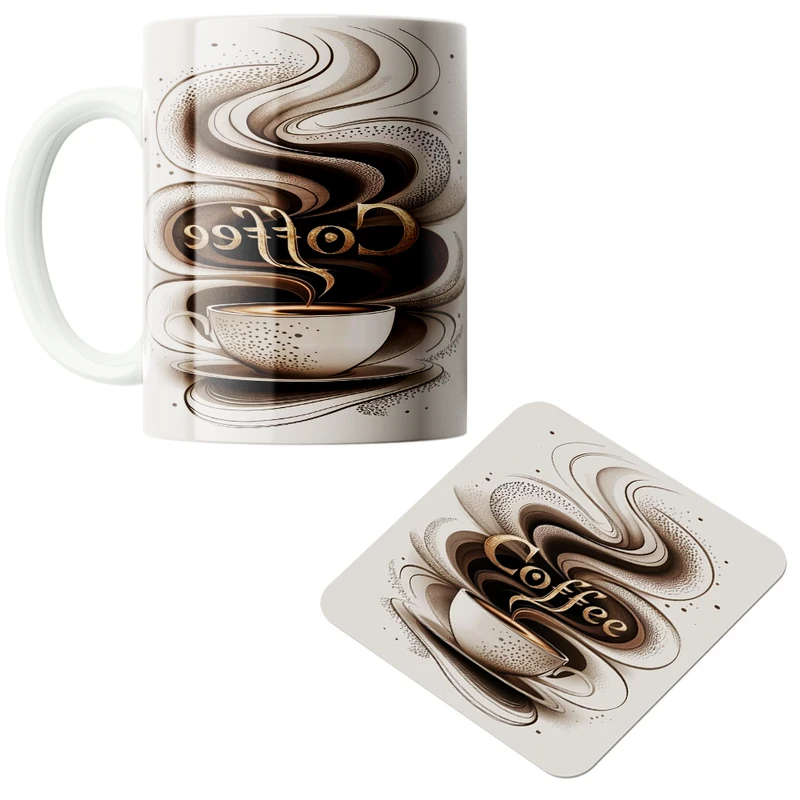 ماگ پاد آفرین مدل فنجان قهوه کد 03 به همراه زیر لیوانی