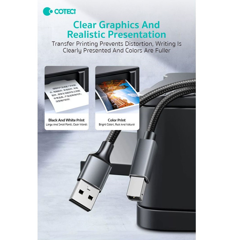 کابل پرینتر USB کوتتسی مدل 87801 طول 2 متر